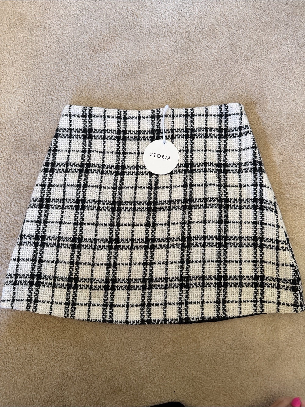 Storia Black & White Plaid Mini Skirt